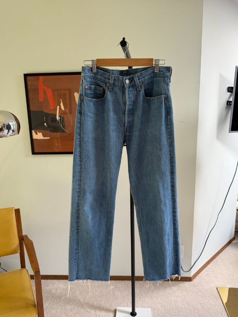 Vintage Levi's Made in USA 501 Medium Blue Wash Denim Jeans 29 X 27